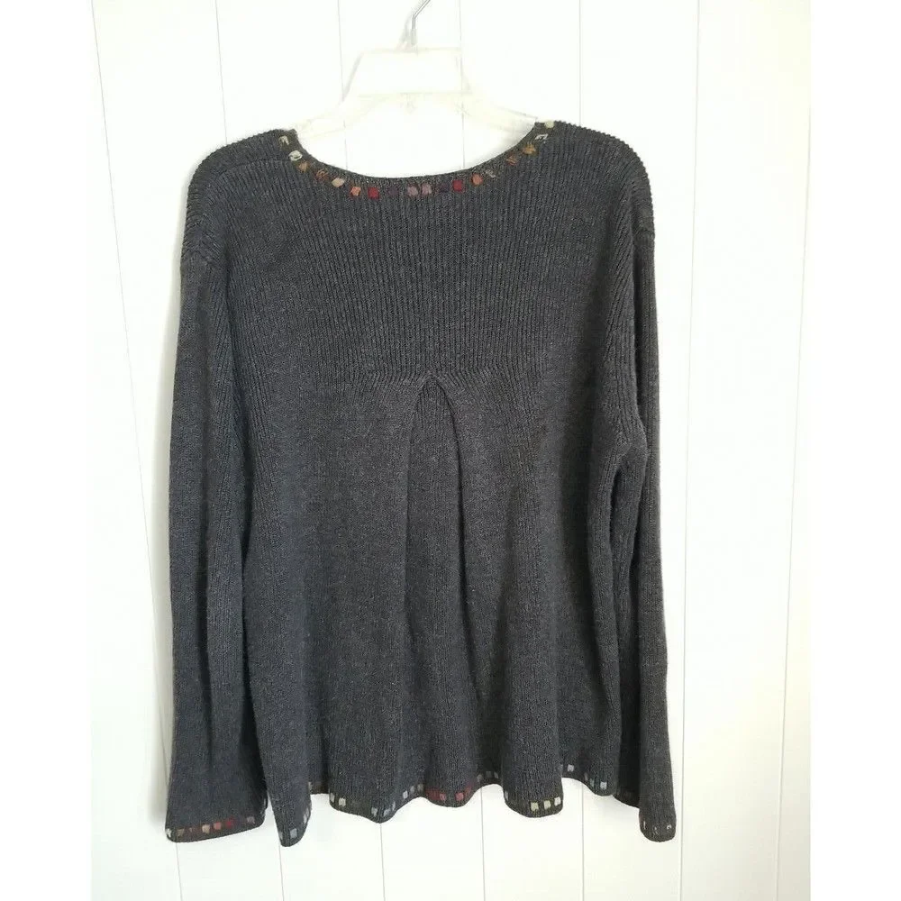 J. Jill Sweater Cardigan Womens Size Small Embroidered Casual Fall Winter